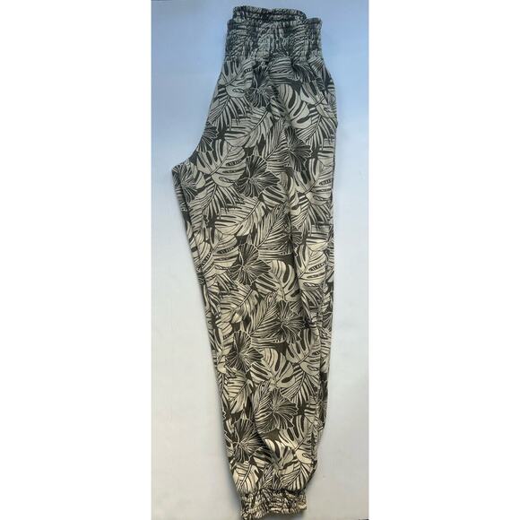 Pact Women's Small Beige Black Palm Print Organic Cotton Pull On Jogger Pants S - Picture 6 of 11
